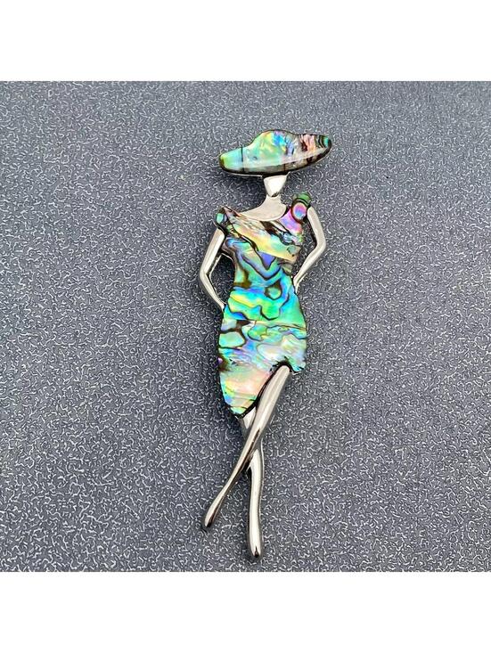 Jewelry - Abalone Shell Woman Silhouette Brooch Pin